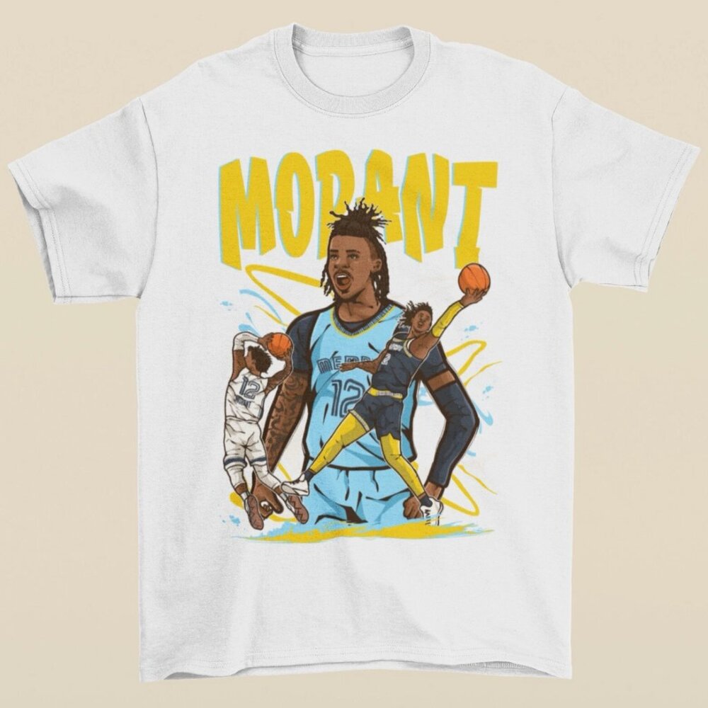 NEW Ja Morant Cartoon Style Memphis Basketball T-Shirt